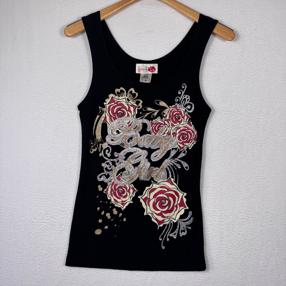 Lemon Kiss Women's Baby Girl Flower Tank Top Grunge Whimsigoth Y2K Style Medium